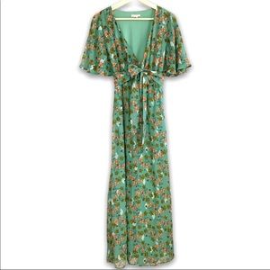 Anthropologie Flutter Sleeve Floral Maxi Dress